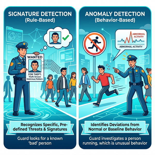 Signature vs Anomaly detection comparison.