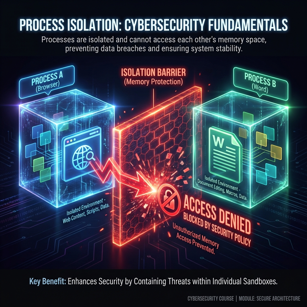 Visualisation of two distinct process cubes (Browser and Word) separated by a strong wall, blocking access attempts